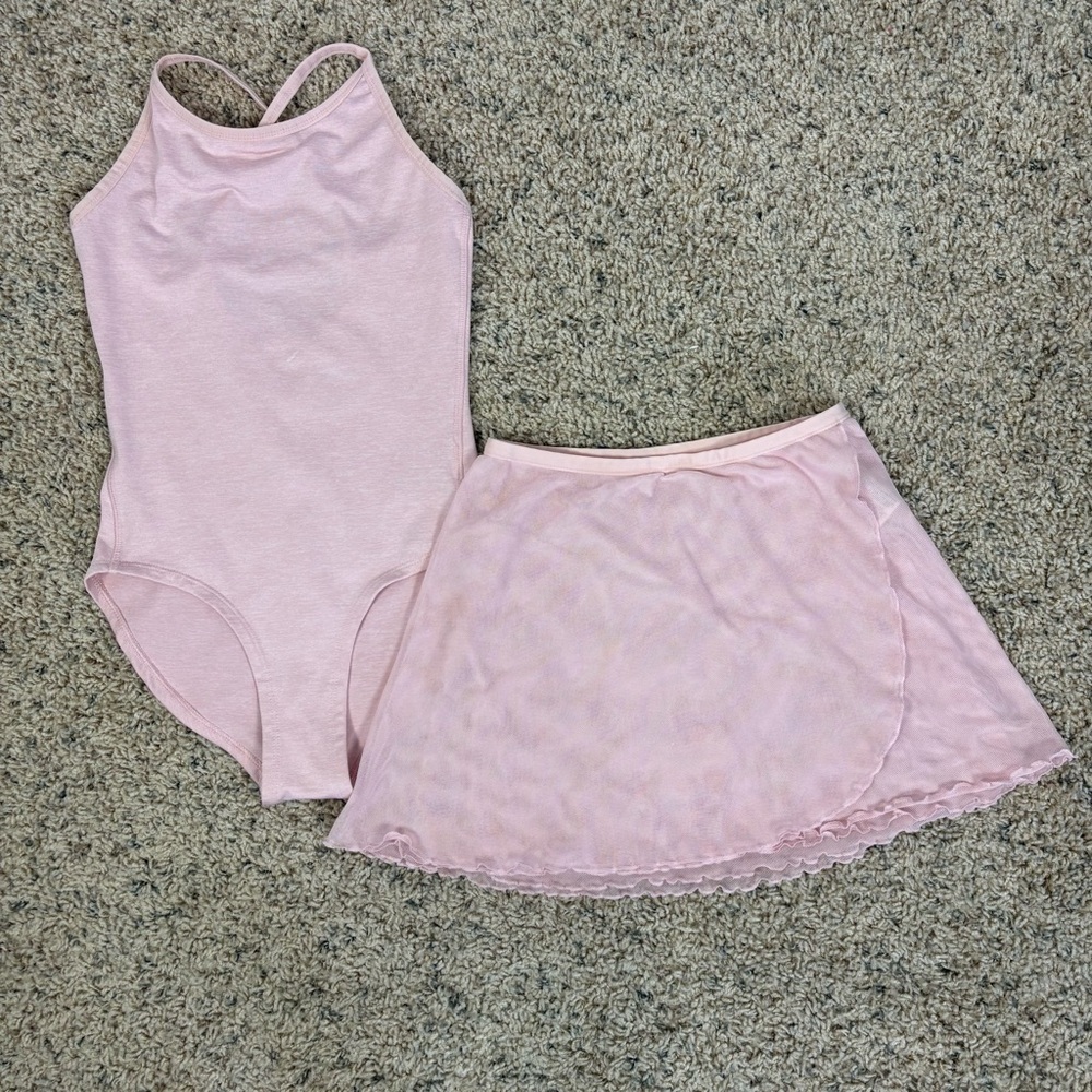 NWOT Girls Old Navy Active Leotard Mesh Skirt Coord Set Pink 8 Ballet Dance Tutu